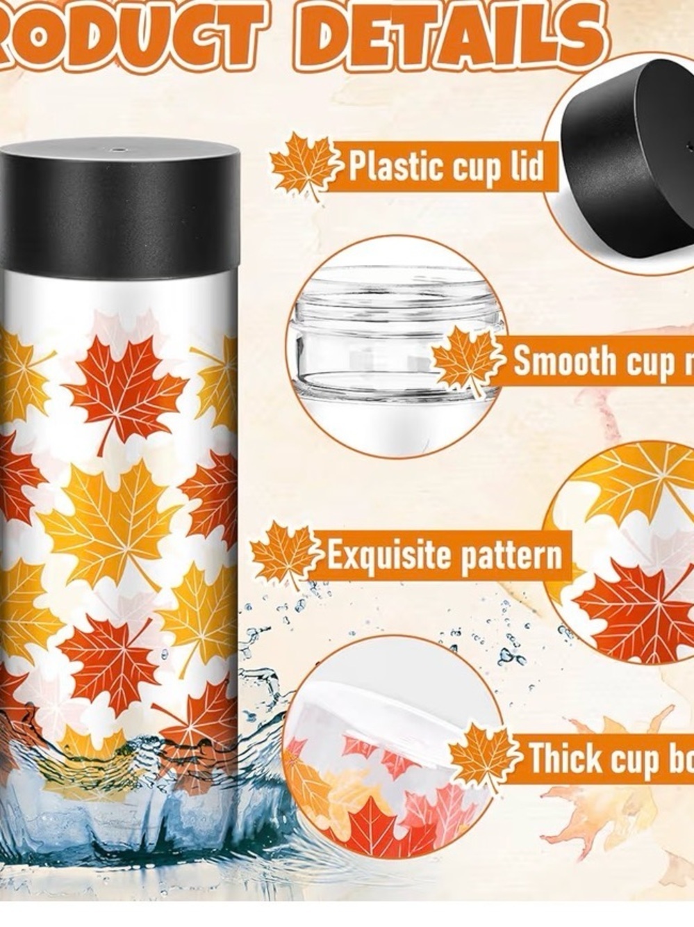 15 Fall Maple Leaves Plastic Bottles with Lids Leak free top - Picture 4 of 4